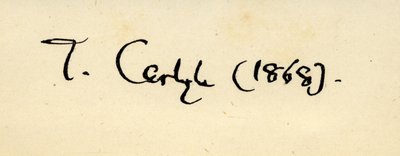 Signature of Thomas Carlyle in 1868 by English School